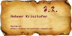Hohner Krisztofer névjegykártya
